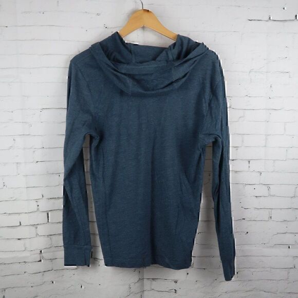 WOD BOM BLUE LONG SLEEVE LIGHTWEIGHT HOODIESHIRT WOMENS SIZE SMALL - Picture 8 of 8